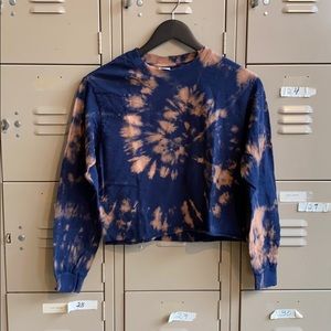 Guildan Cropped Bleach Dyed LS Tee